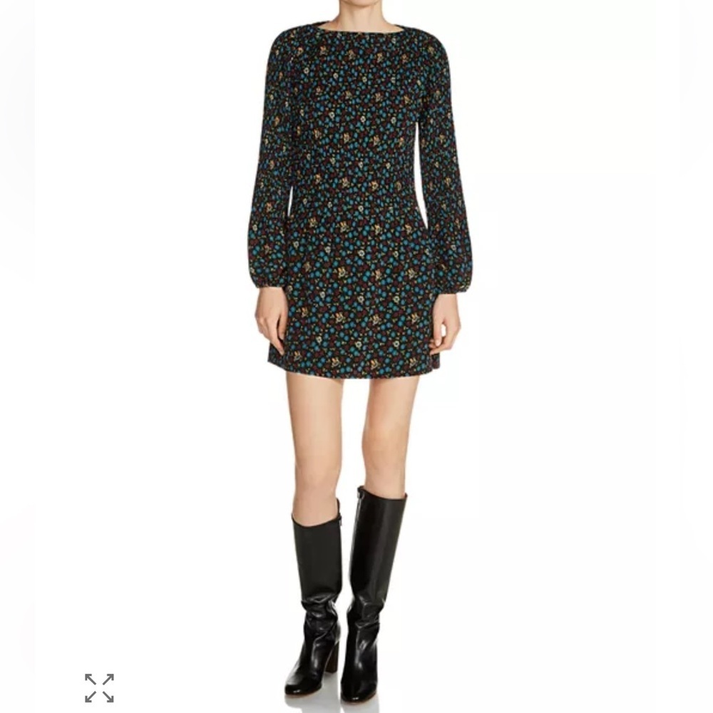 Maje Rockina Floral Print Pleated Dress